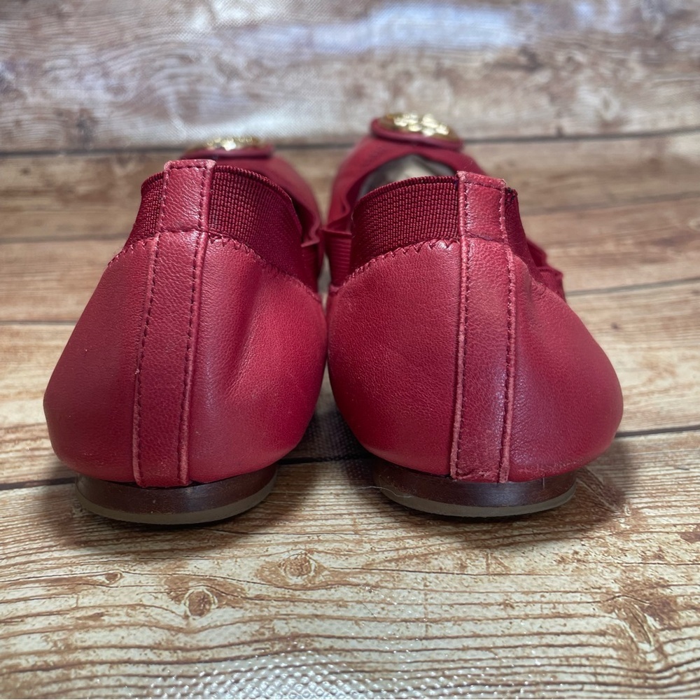 Tory Burch Caroline 2 Cabernet Leather Ballet Flats Gold Logo Women's Size 5 m - Picture 5 of 10